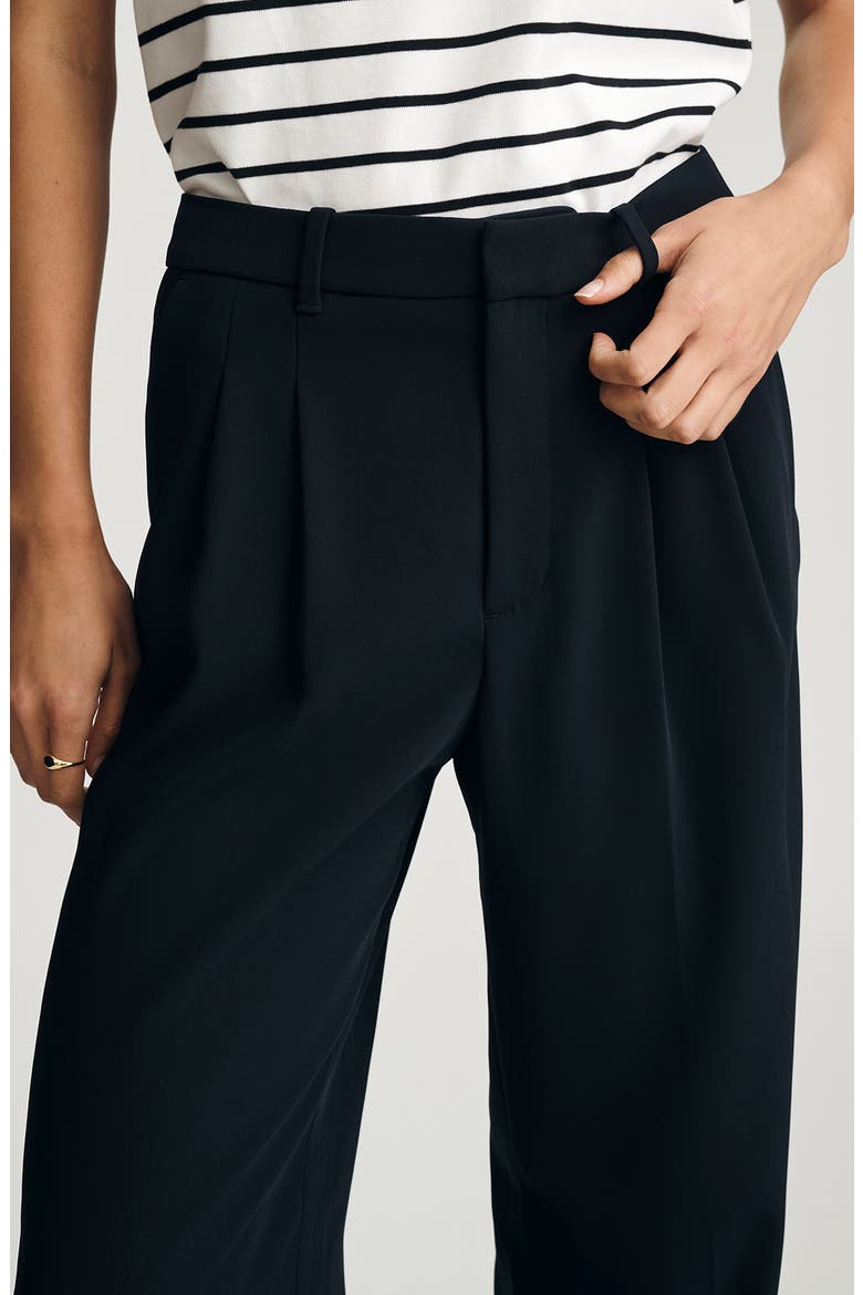 Pleated Straight Leg Pants, Alternate, color, DARK NAVY