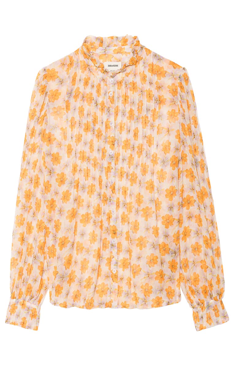 Zadig & Voltaire Timz Mousseline Floral Top, Alternate, color, Cream