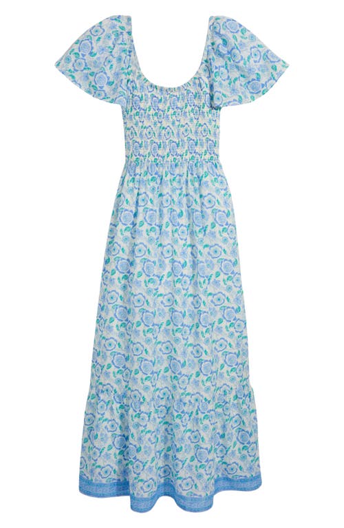 Vineyard Vines Floral Smocked Flutter Sleeve Maxi Dress In Print Marsh