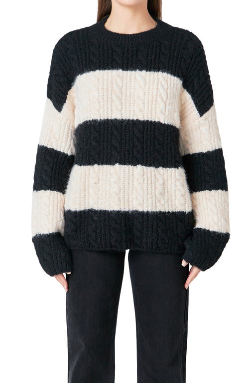 Endless Rose Stripe Chunky Sweater In Neutral