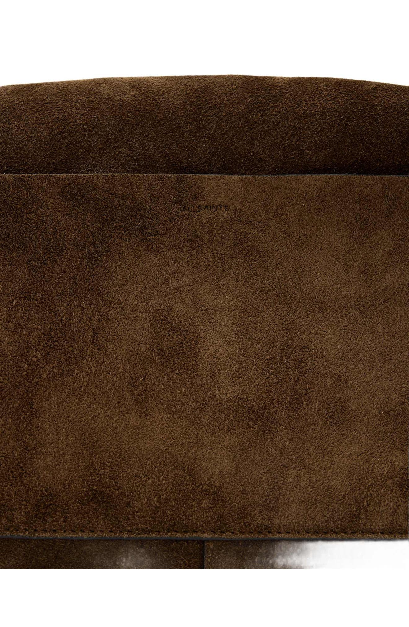 Joan Leather Suede Satchel, Alternate, color, DARK KHAKI GREEN