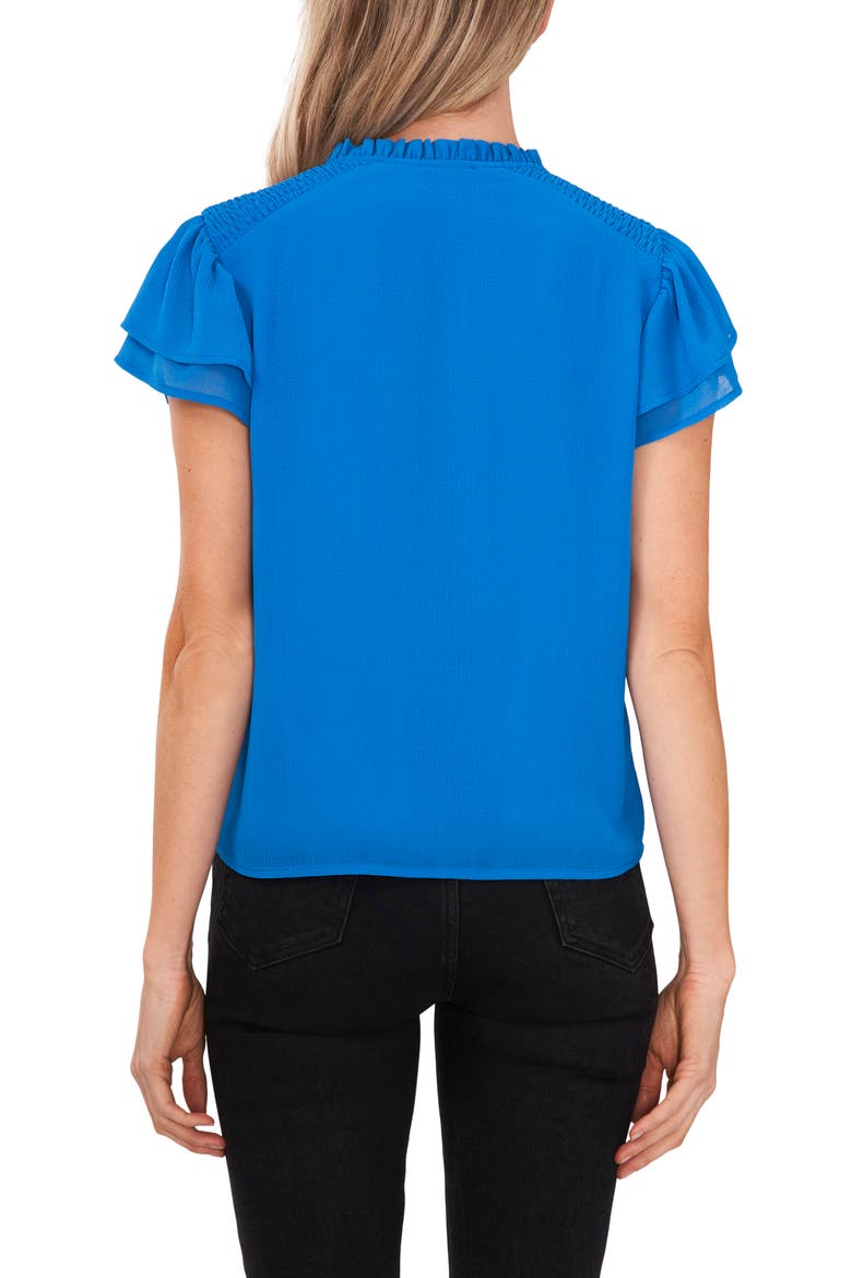 Smocked Shoulder Blouse, Alternate, color, OCEAN BLUE