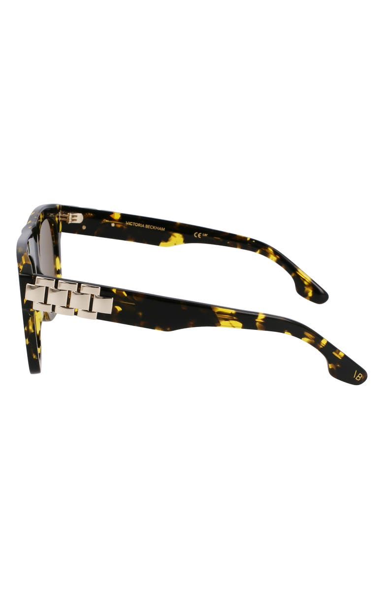 Victoria Beckham Chain Pouch 52mm Modified Rectangular Sunglasses, Alternate, color, Black Yellow Havana