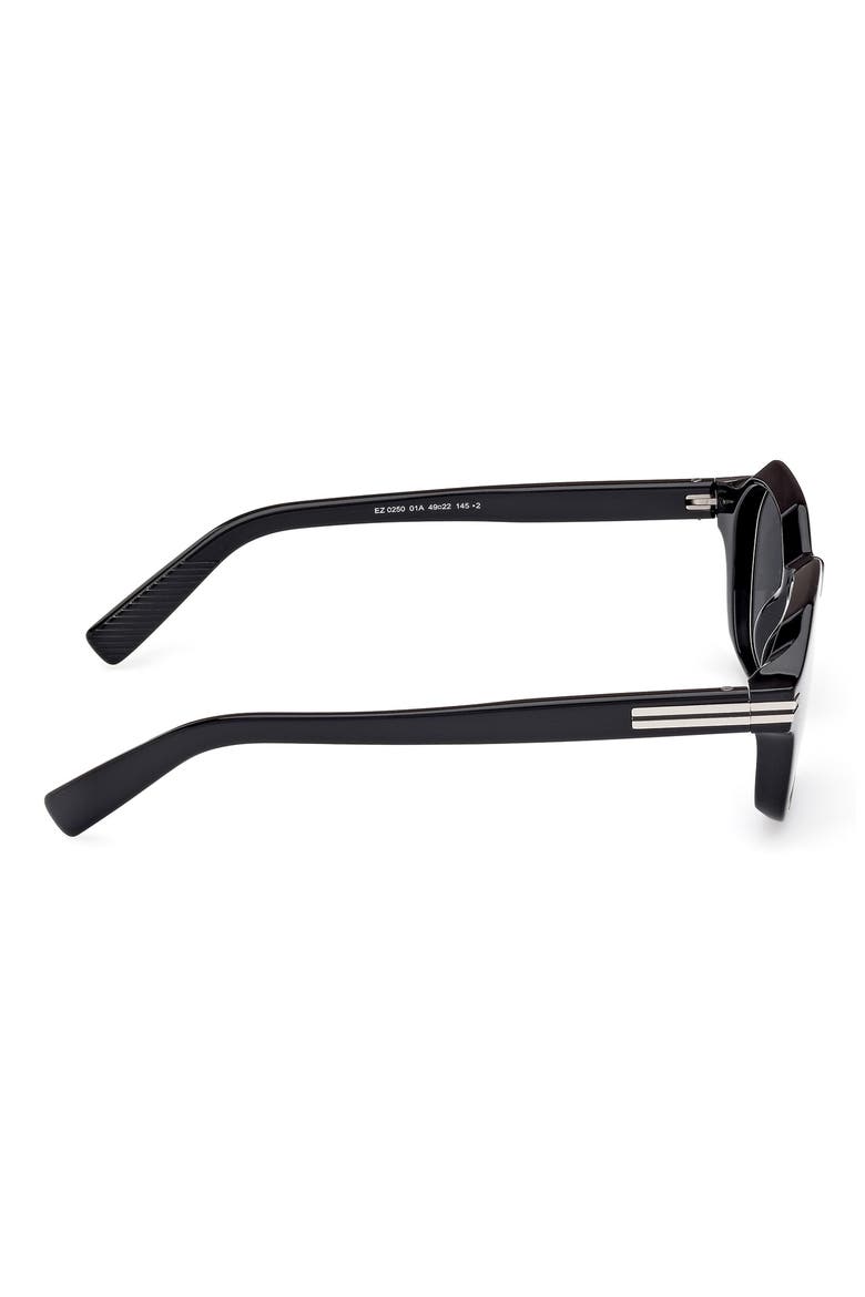 49mm Geometric Polarized Sunglasses, Alternate, color, SHINY BLACK / SMOKE