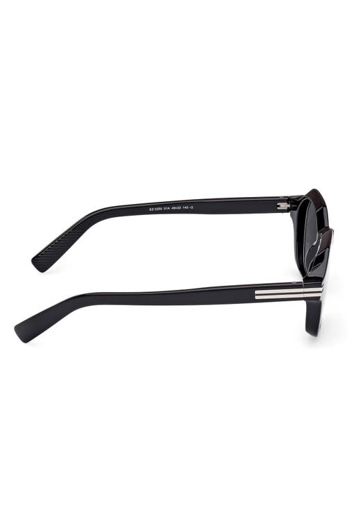 Zegna 49mm Geometric Polarized Sunglasses In Black