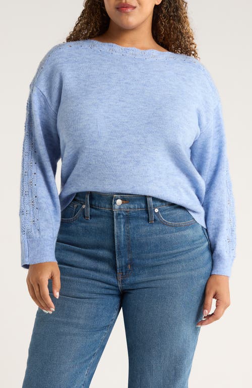 Wit & Wisdom Open Stitch Boat Neck Sweater In Blue