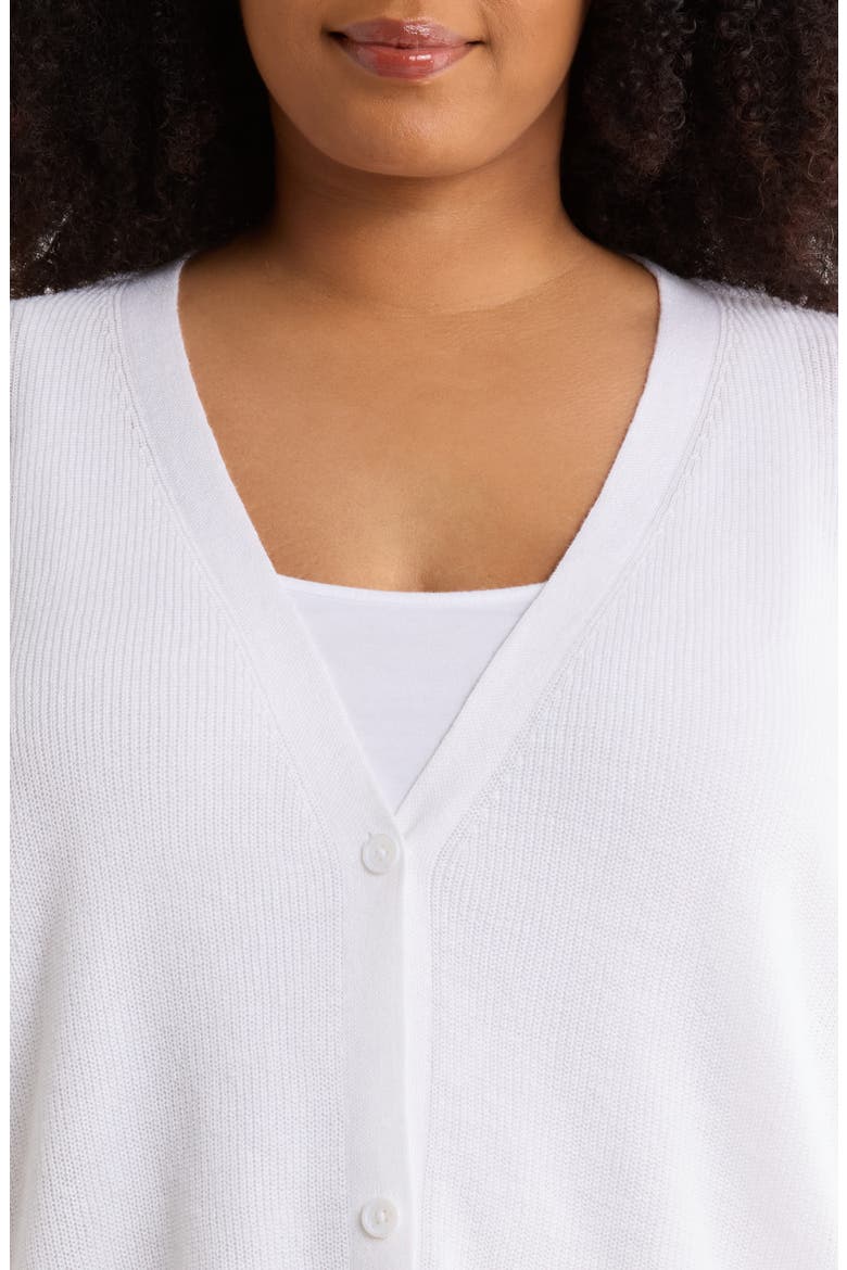 V-Neck Organic Linen & Organic Cotton Cardigan, Alternate, color, WHITE