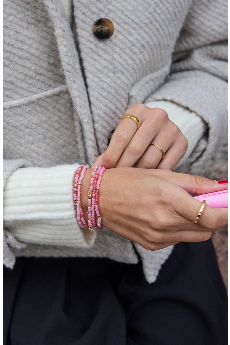 Neah Set of 5 Assorted Stretch Bead Bracelet, Alternate, color, PINK