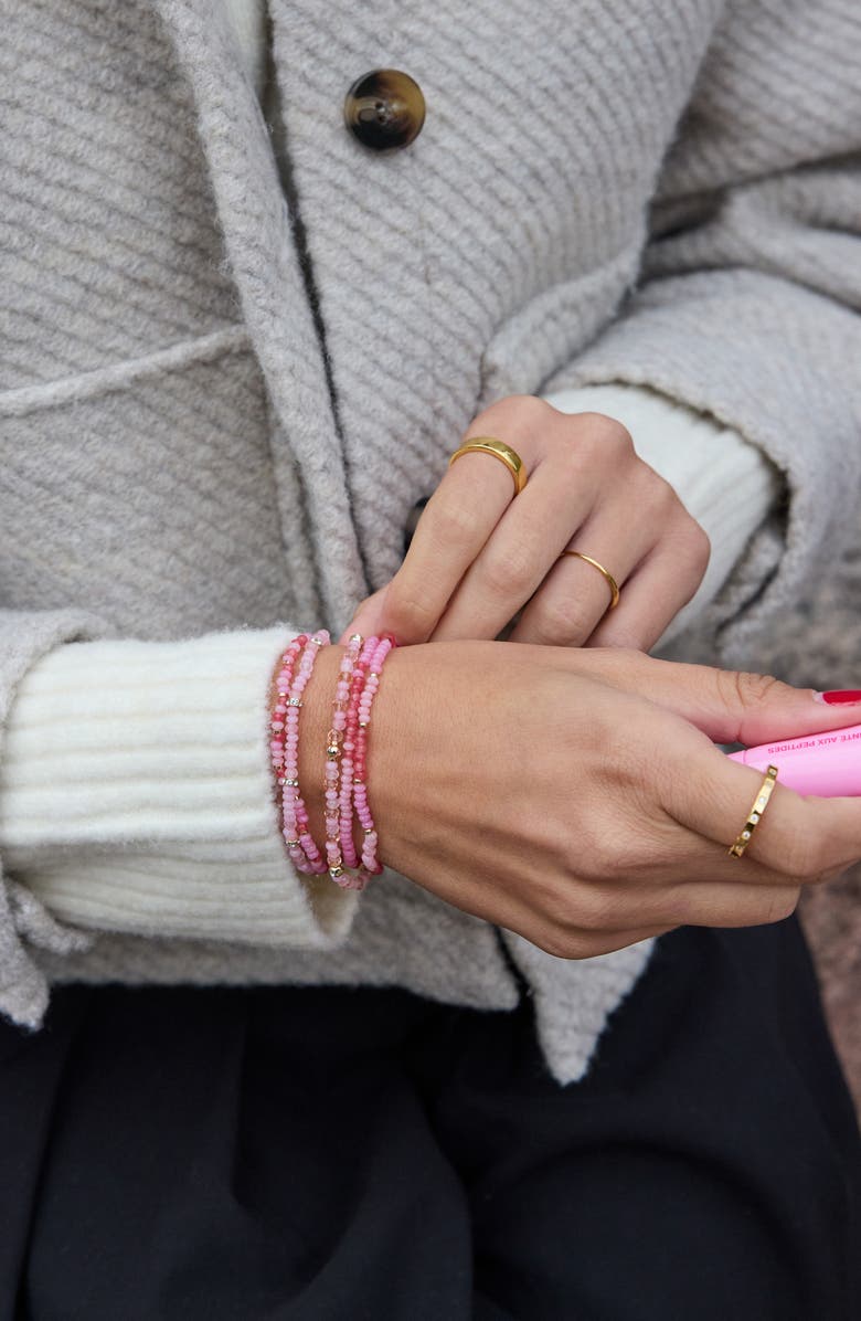 BaubleBar Neah Set of 5 Assorted Stretch Bead Bracelet, Alternate, color, Pink