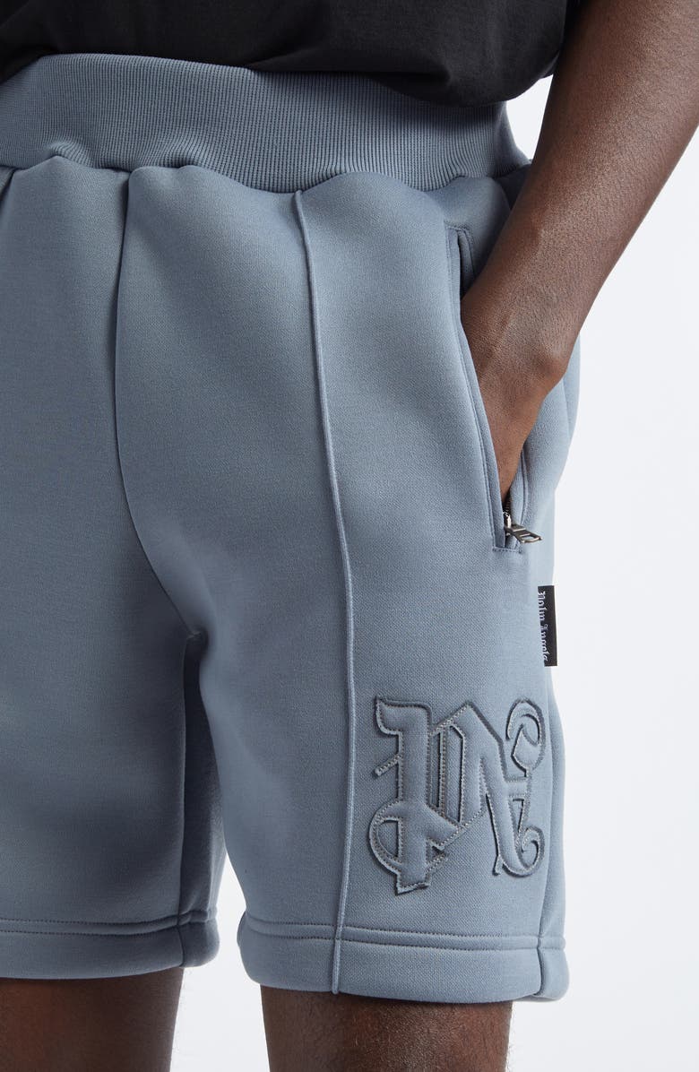 Palm Angels Embroidered Monogram Scuba Knit Shorts, Alternate, color, 