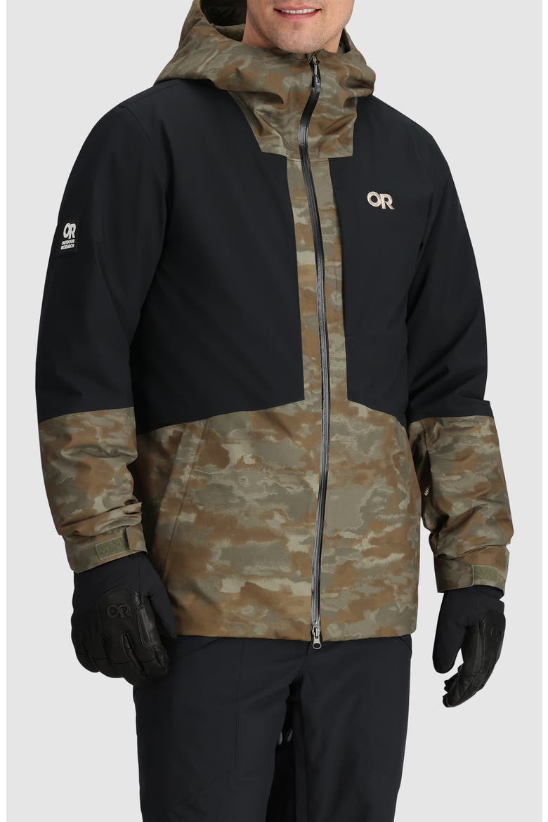 Snowcrew Waterproof Hooded Ski Jacket, Main, color, RANGER GREEN CAMO/ BLACK