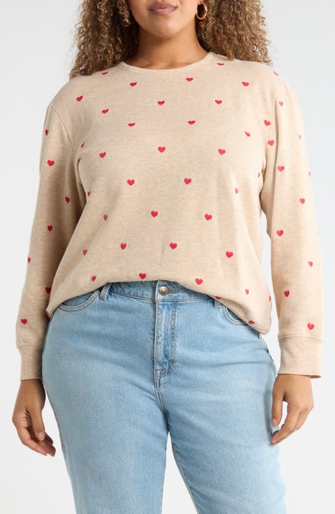 Embroidered Heart Sweatshirt (Plus)