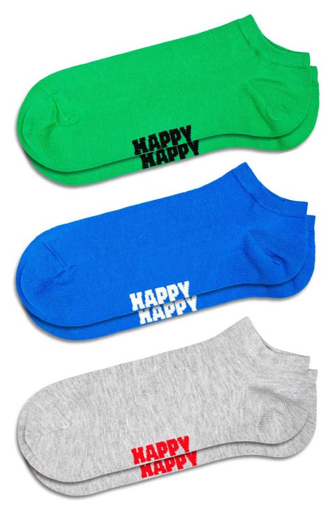 Assorted 3-Pack Solid No-Show Socks