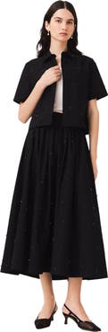 maje Long beaded and rhinestone skirt