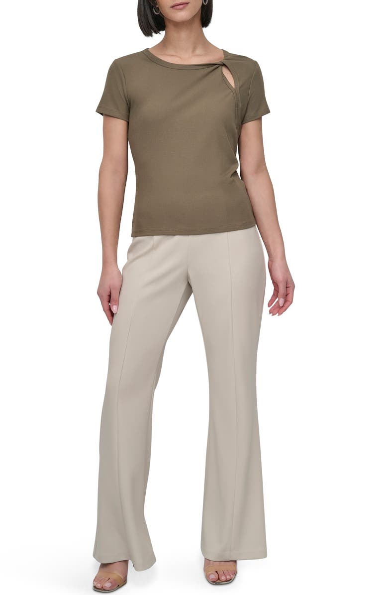 DKNY Twist Neck Rib T-Shirt, Alternate, color, Utility Green