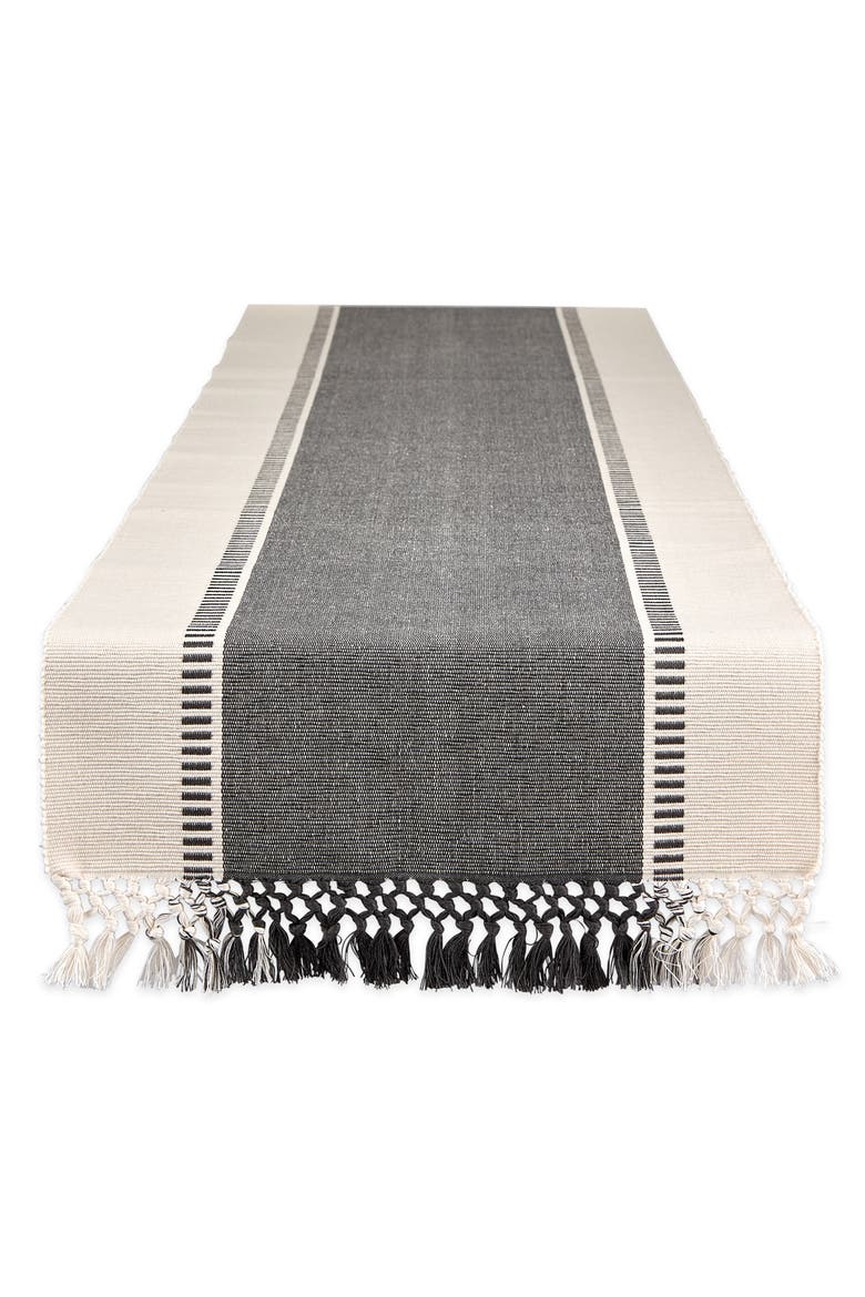 French Blue Dobby Stripe Table Runner, Main, color, GRAY