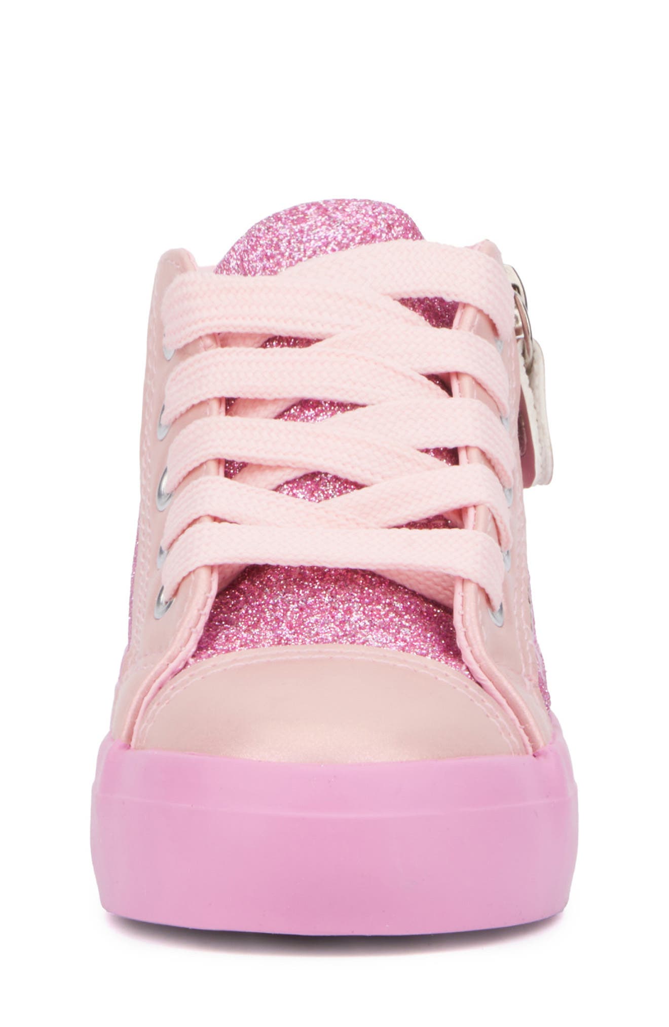 OLIVIA MILLER Kids' Glitter Heart Sneaker, Alternate, color, Pink