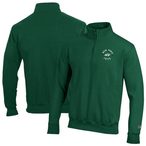 Men's Champion Green New York Jets Powerblend Quarter-Zip Pullover