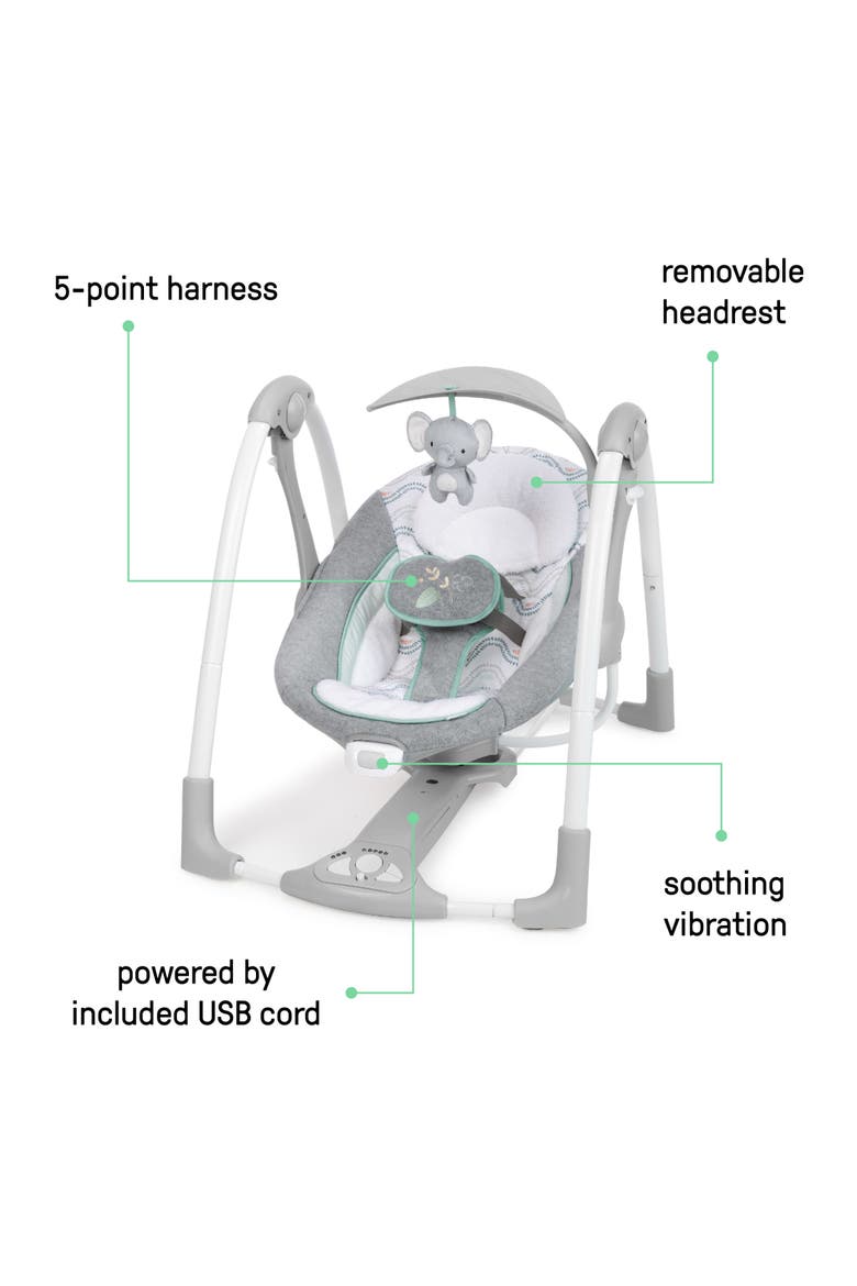 ConvertMe 2-in-1 Compact Portable Baby Swing 2 Infant Seat, Alternate, color, GREY
