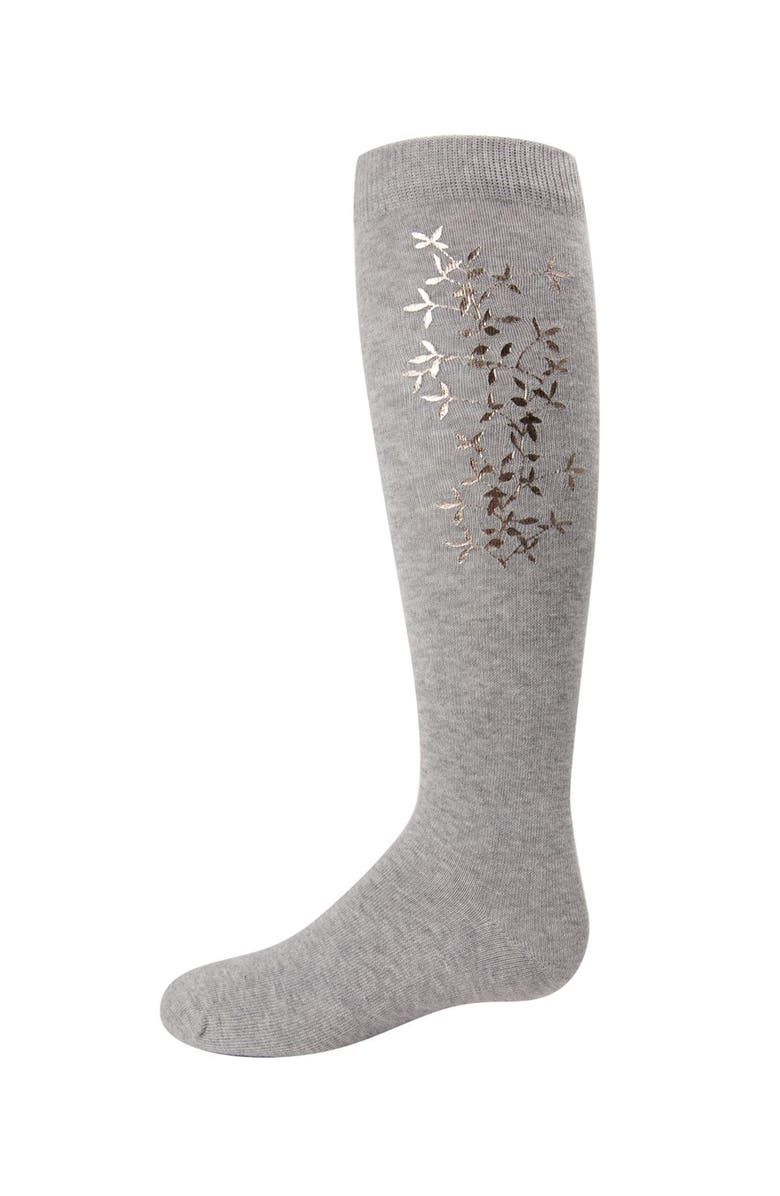 MeMoi Foil and Foliage Knee Socks, Main, color, Light Gray
