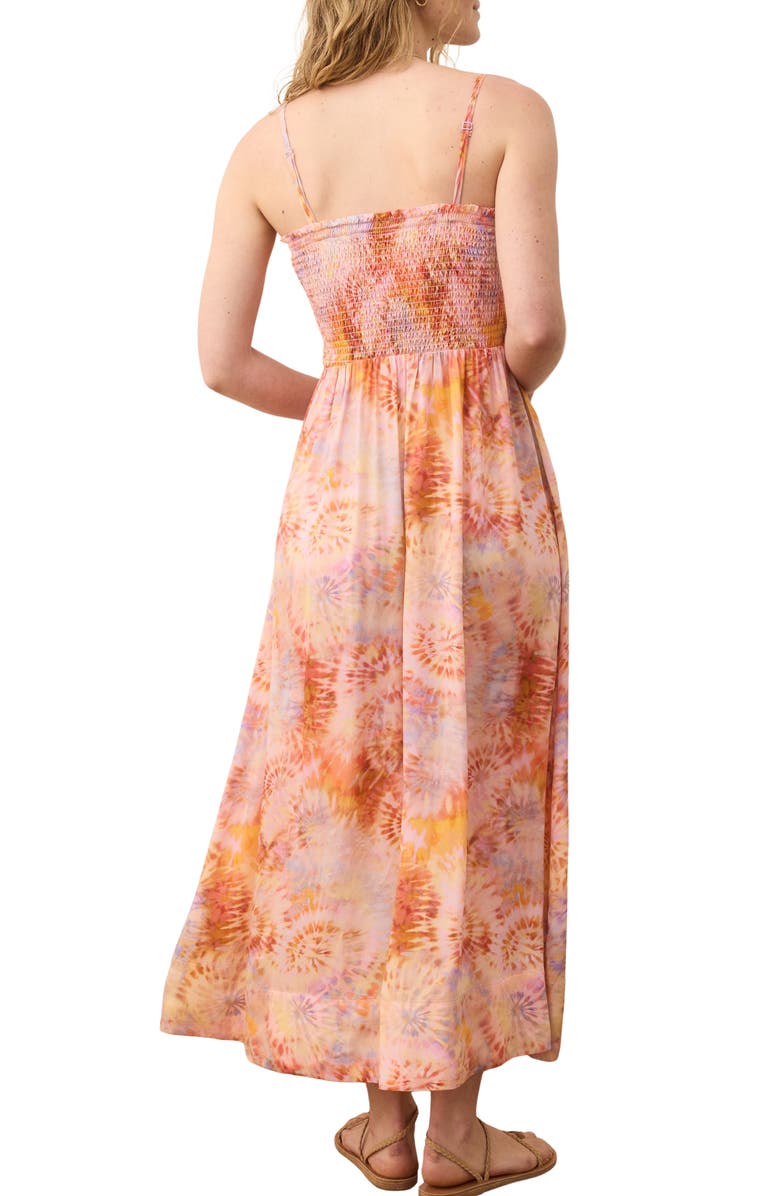 Marine Layer Sutton Tie Dye Smocked Maxi Sundress, Alternate, color, Orange Tie Dye