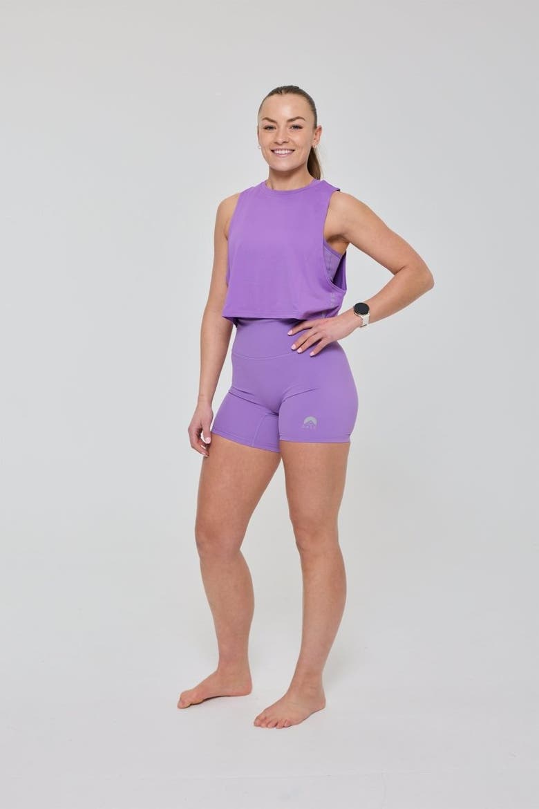 Infinite High Waisted Shorts - Purple, Alternate, color, Purple