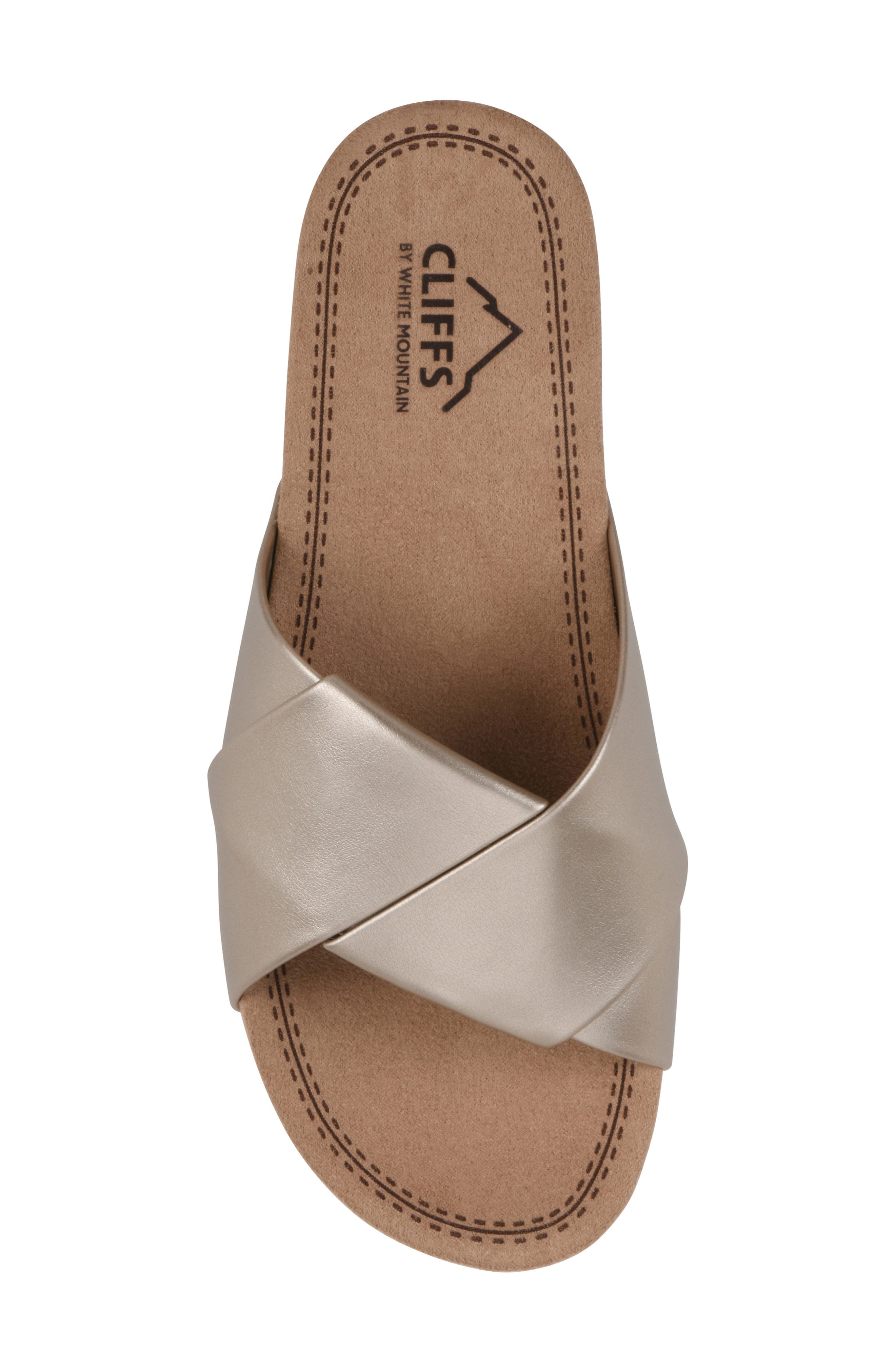 Tincie Slide Sandal, Alternate, color, PALE GOLD METALLIC SMOOTH
