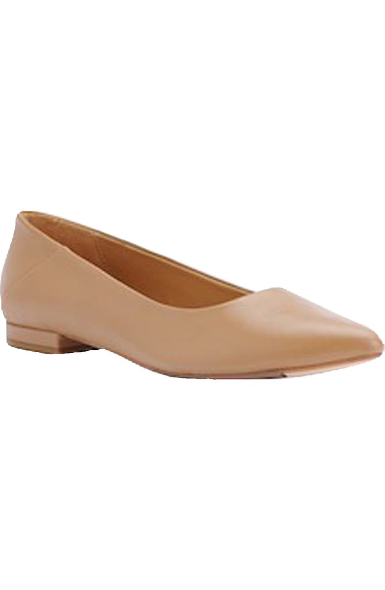 Nisolo Fina Pointed Toe Flat, Main, color, Almond