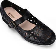 OLD TREND Retro Genuine Leather Breathable Cutout Mary Jane Flat