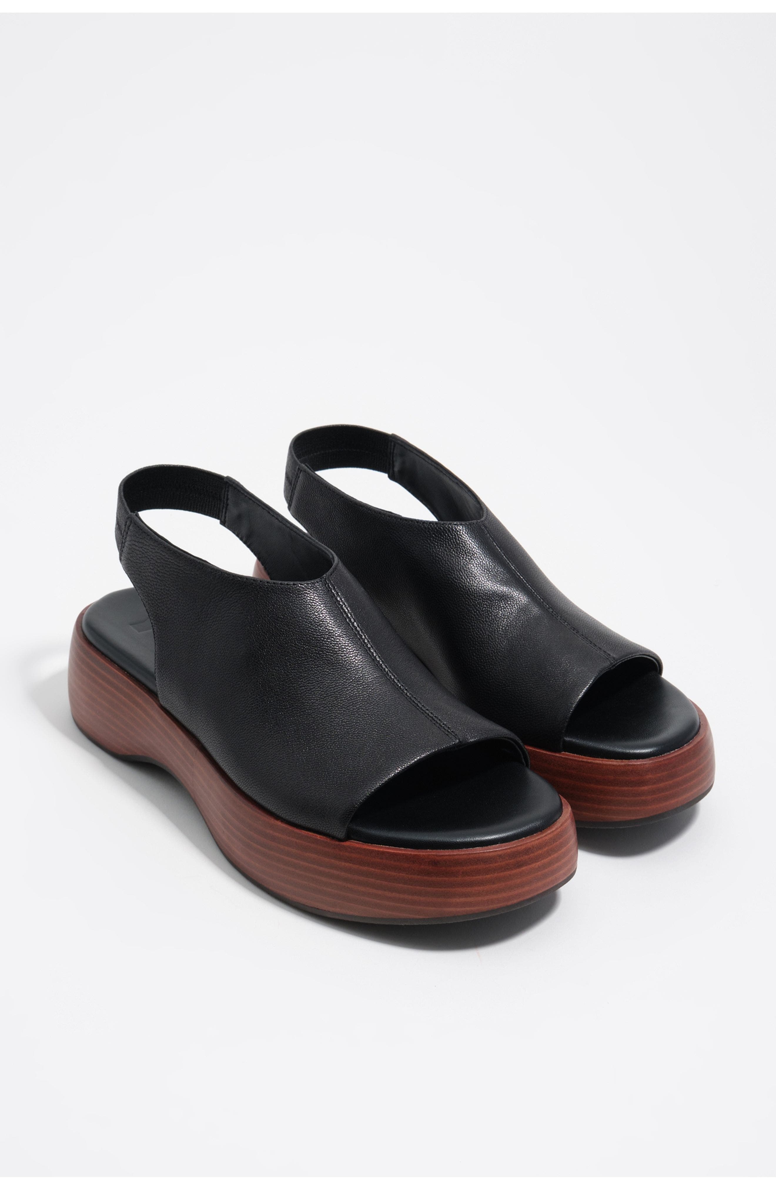 Closed-Toe Platform Sandals, Alternate, color, BLACK