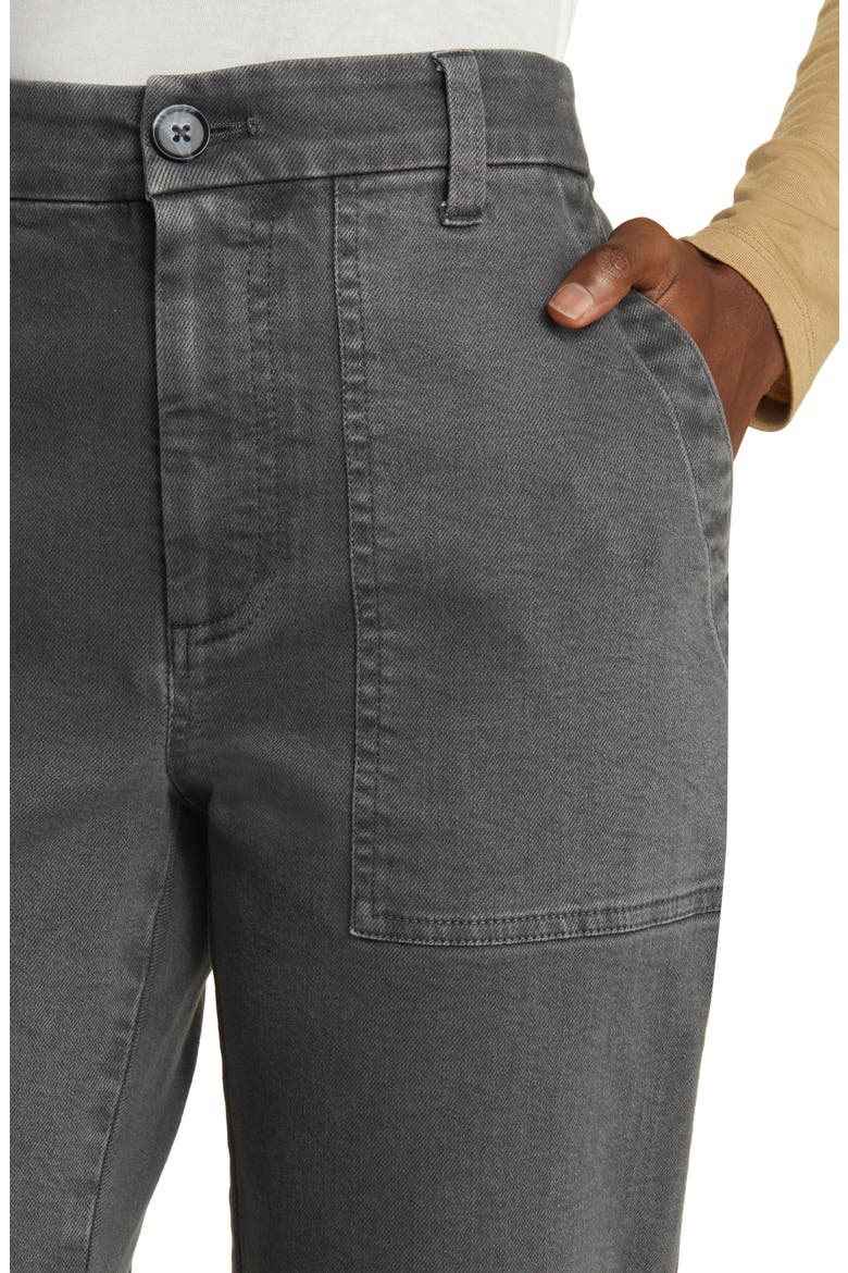 Frayed Ankle Straight Leg Utility Pants, Alternate, color, WASHED BLACK