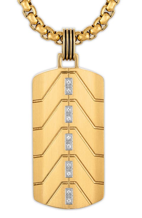 Men's Esquire Chevron Diamond Dog Tag Pendant Necklace