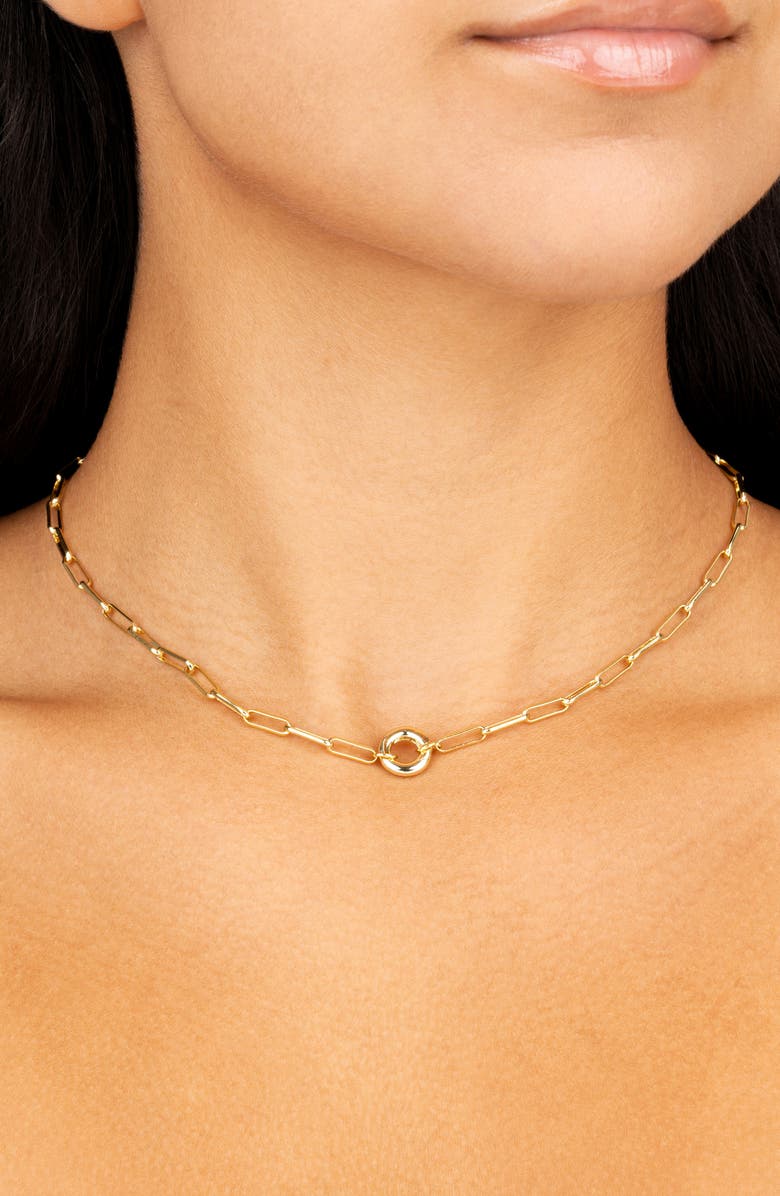 Sterling Forever Campbell Circle Pendant Necklace, Alternate, color, Gold