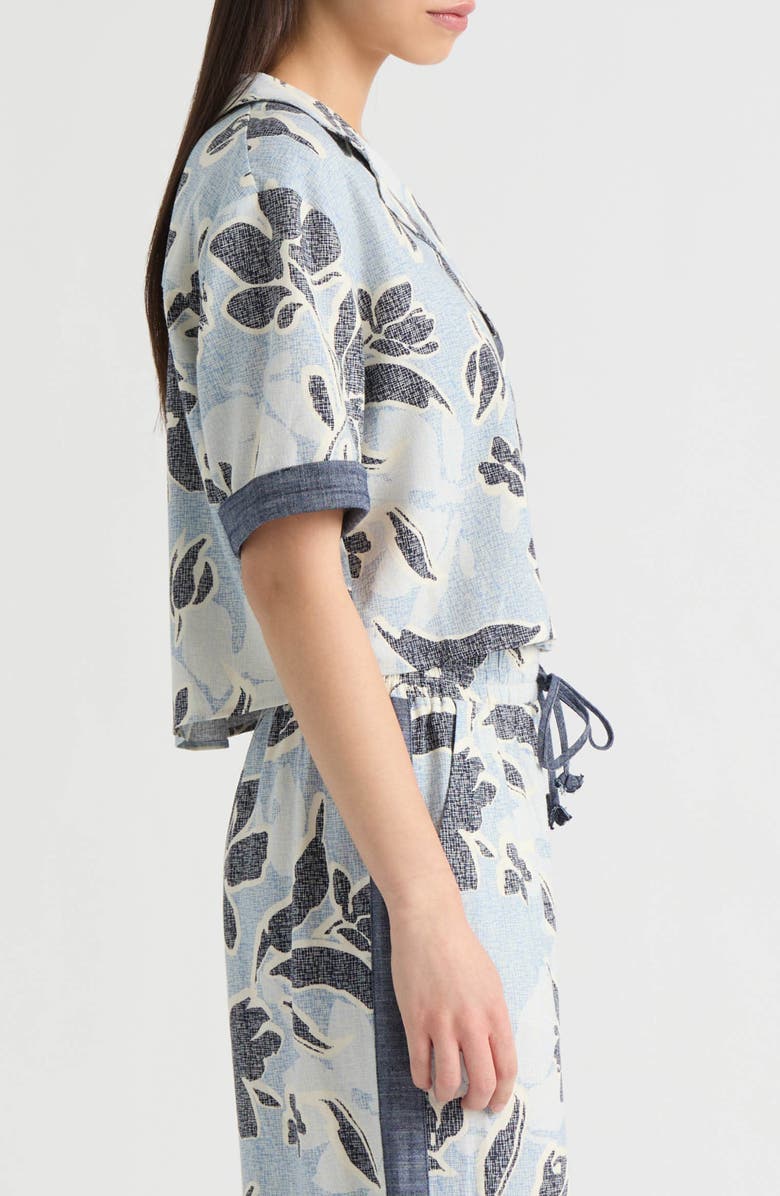 NVLT Notch Collar Button Front Shirt, Alternate, color, Blue Etched Floral