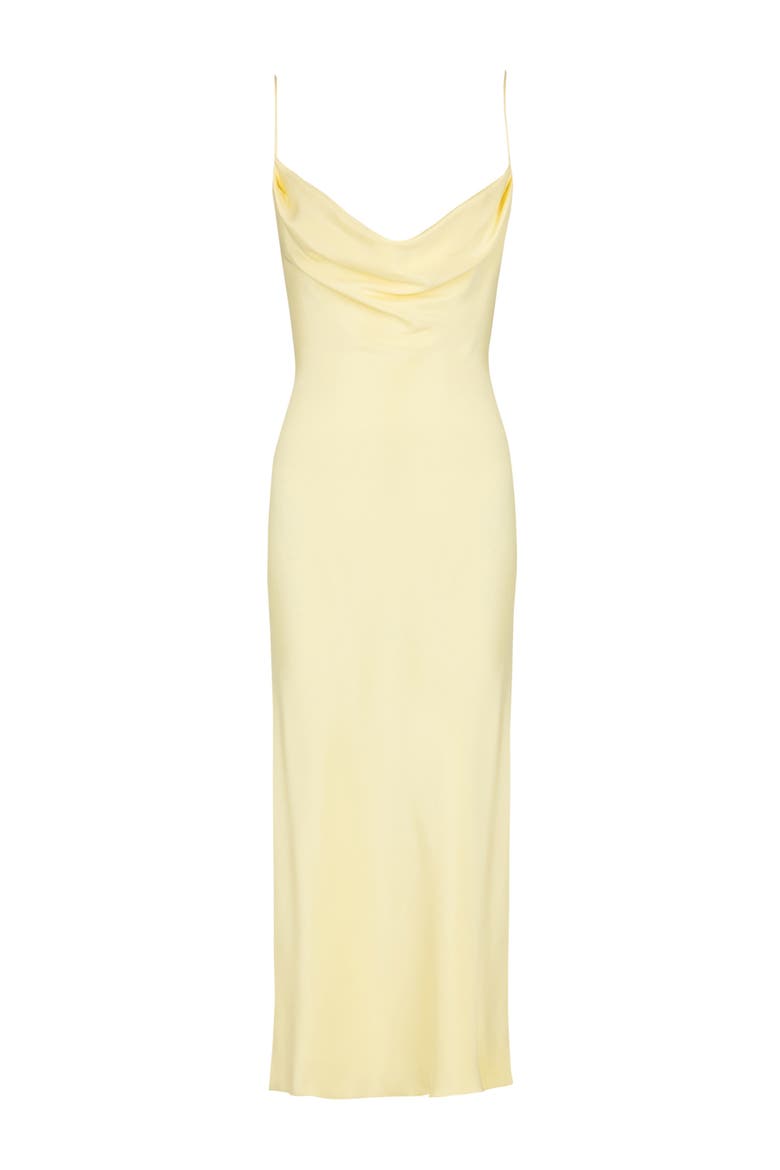Long strappy dress in silk satin, Alternate, color, yellow