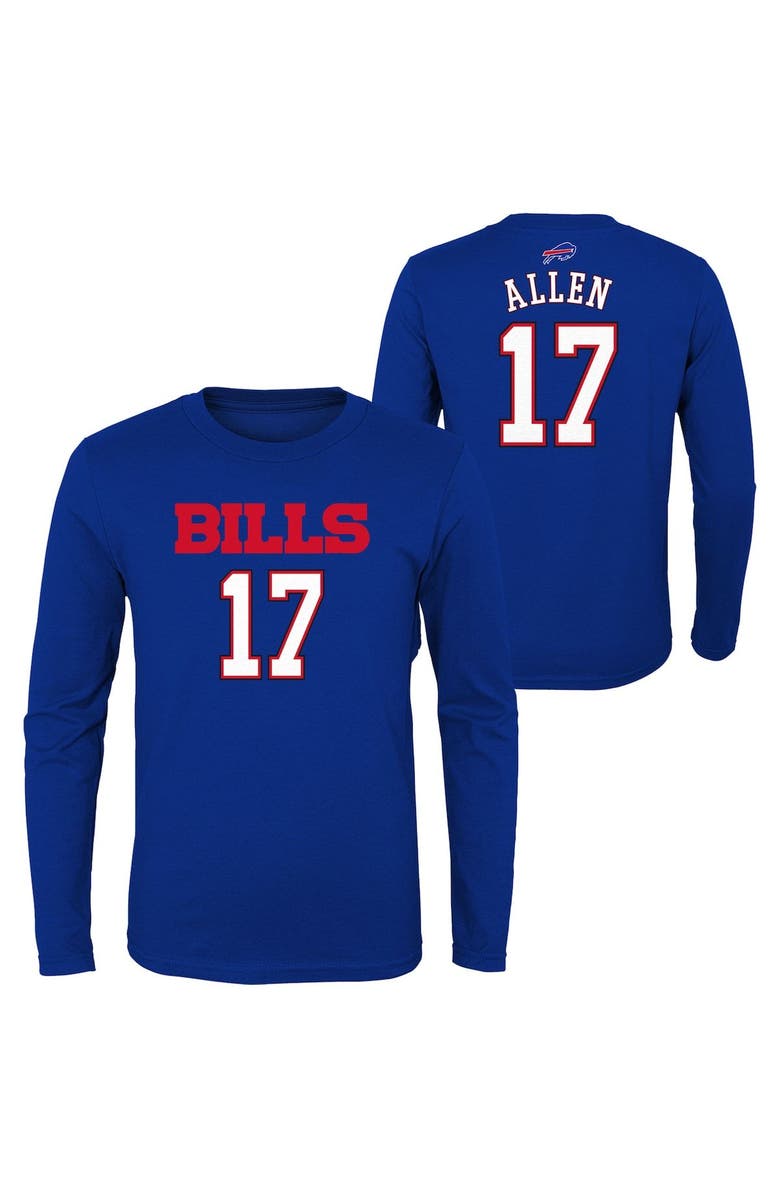 Outerstuff Youth Josh Allen Royal Buffalo Bills Mainliner Player Name & Number Long Sleeve T-Shirt, Main, color, 