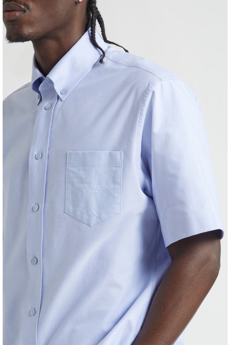 Short Sleeve Cotton Oxford Button-Down Shirt, Alternate, color, BABY BLUE