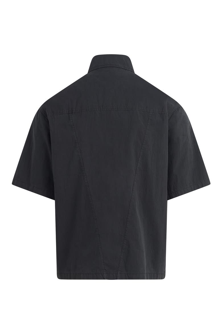 Utility Oversize Short Sleeve Cotton & Nylon Snap-Up Shirt, Alternate, color, BLACK