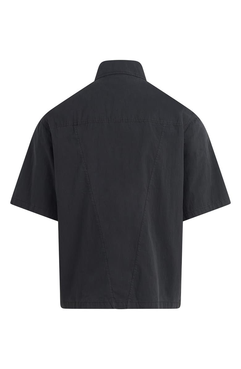 Hudson Jeans Utility Oversize Short Sleeve Cotton & Nylon Snap-Up Shirt, Alternate, color, Black