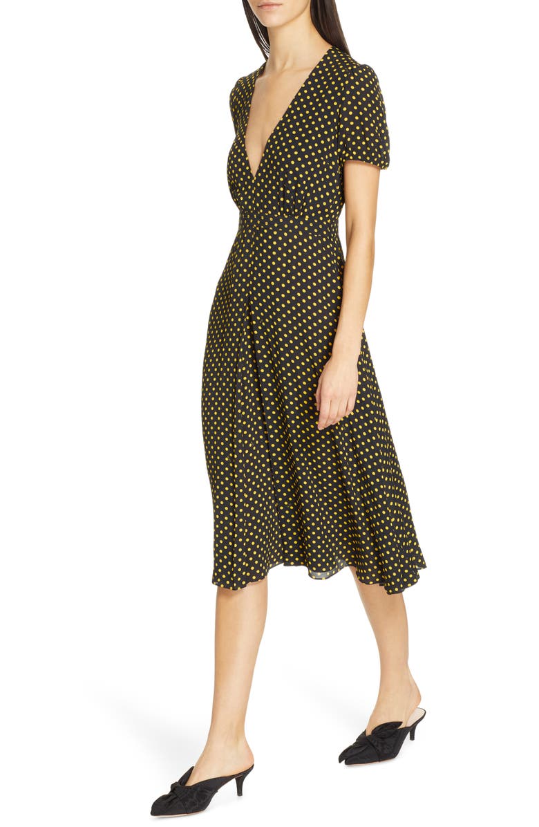 N°21 Nº21 Plunging Polka Dot Midi Dress, Alternate, color, 
