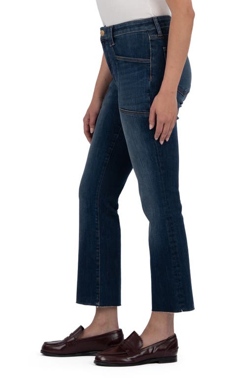 Kut From The Kloth Kelsey Raw Hem Mid Rise Ankle Flare Jeans In Blue