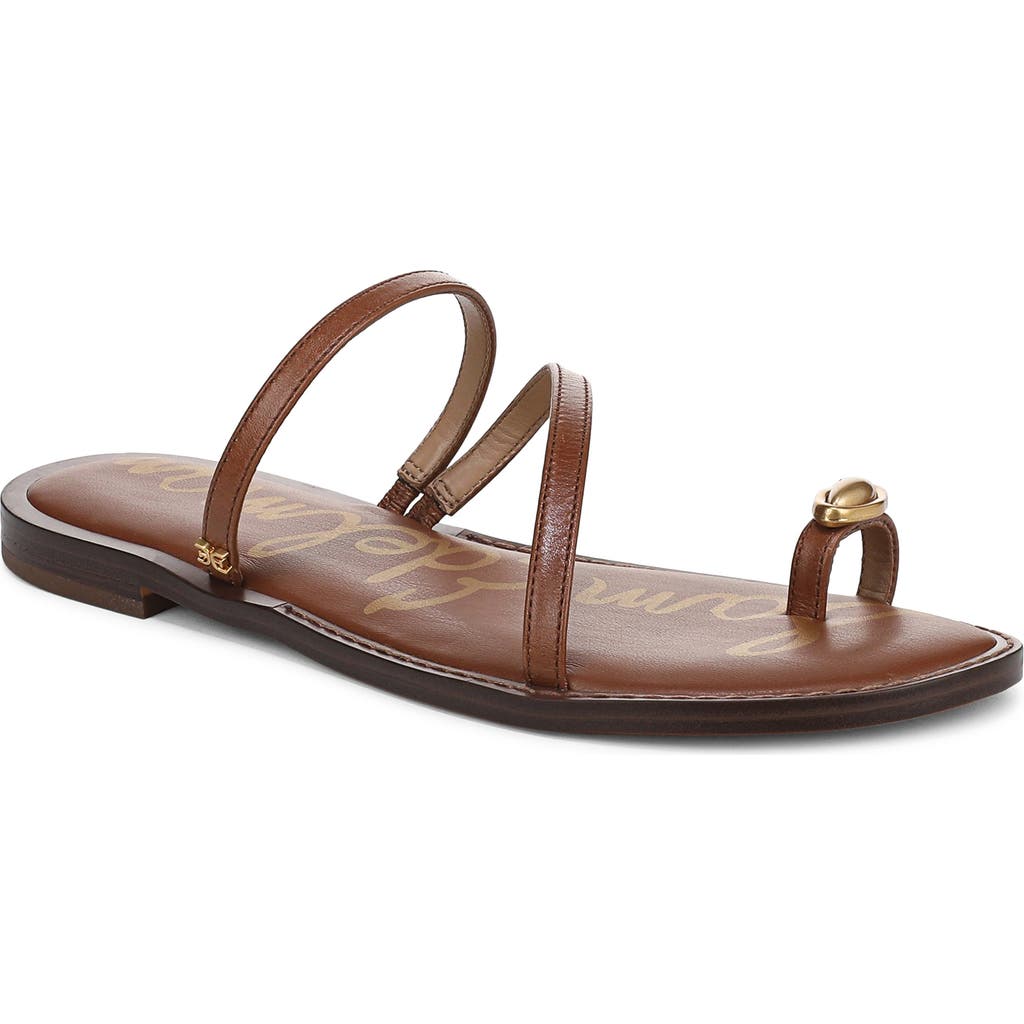 Sam Edelman Harlyn Toe Strap Sandal Cognac Brown Leather In Cognac