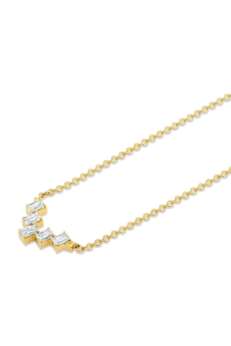 Mini Montage Emerald Cut Diamond Chevron Necklace, Alternate, color, 18K Yellow Gold