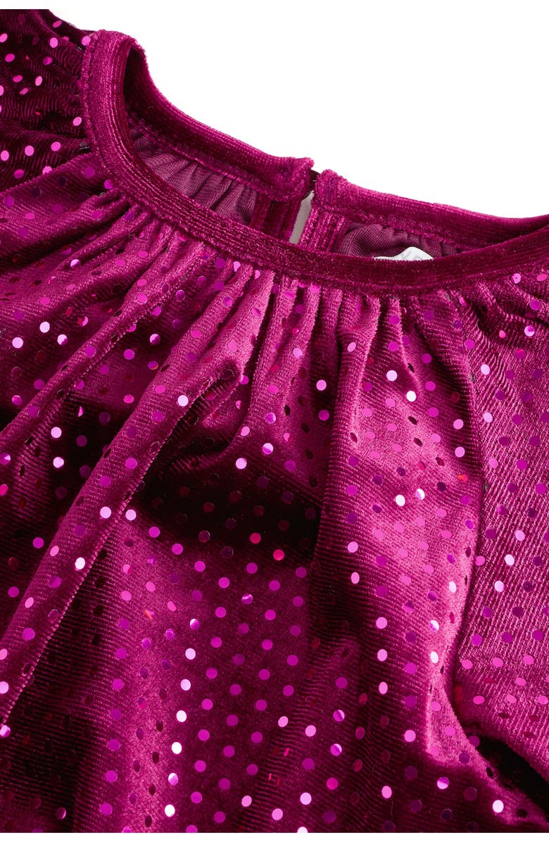 NEXT Kids' Foil Dot Velvet Dress, Alternate, color, Burgundy