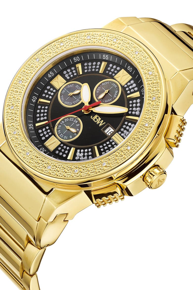 Men's Saxon Diamond Bracelet Watch, 46mm - 0.16 ctw, Alternate, color, GOLD