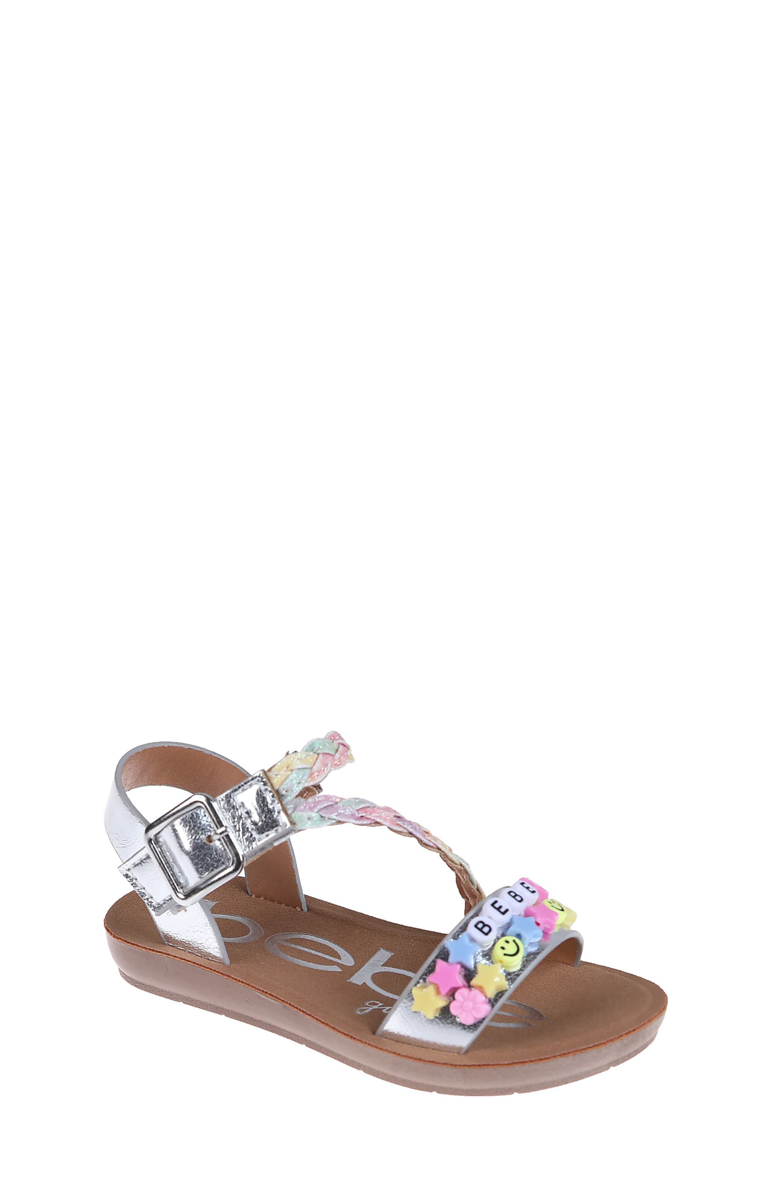 bebe Kids' Beaded Strappy Sandal, Main, color, 