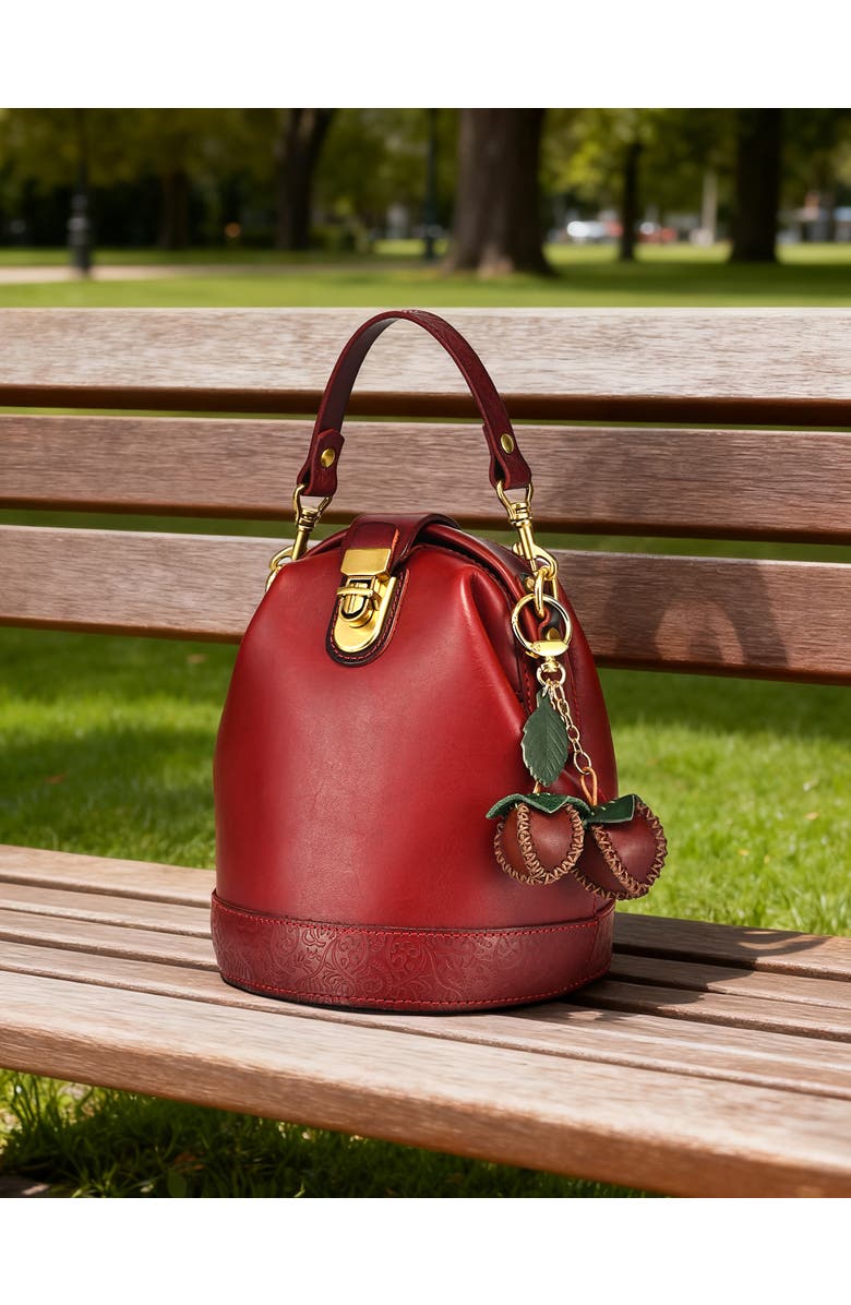 OLD TREND Simi Genuine Leather Mini Fruit Key Charm, Alternate, color, Wine