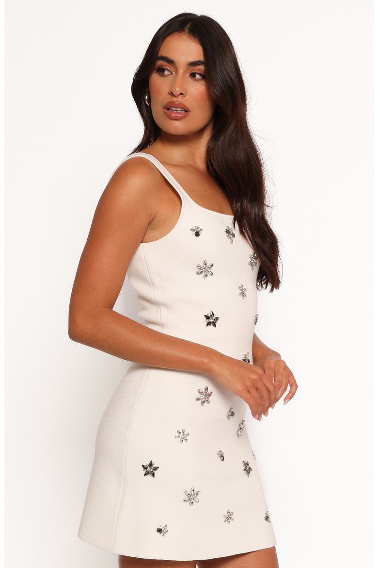 Murphy Crystal Flower Minidress, Alternate, color, CREAM