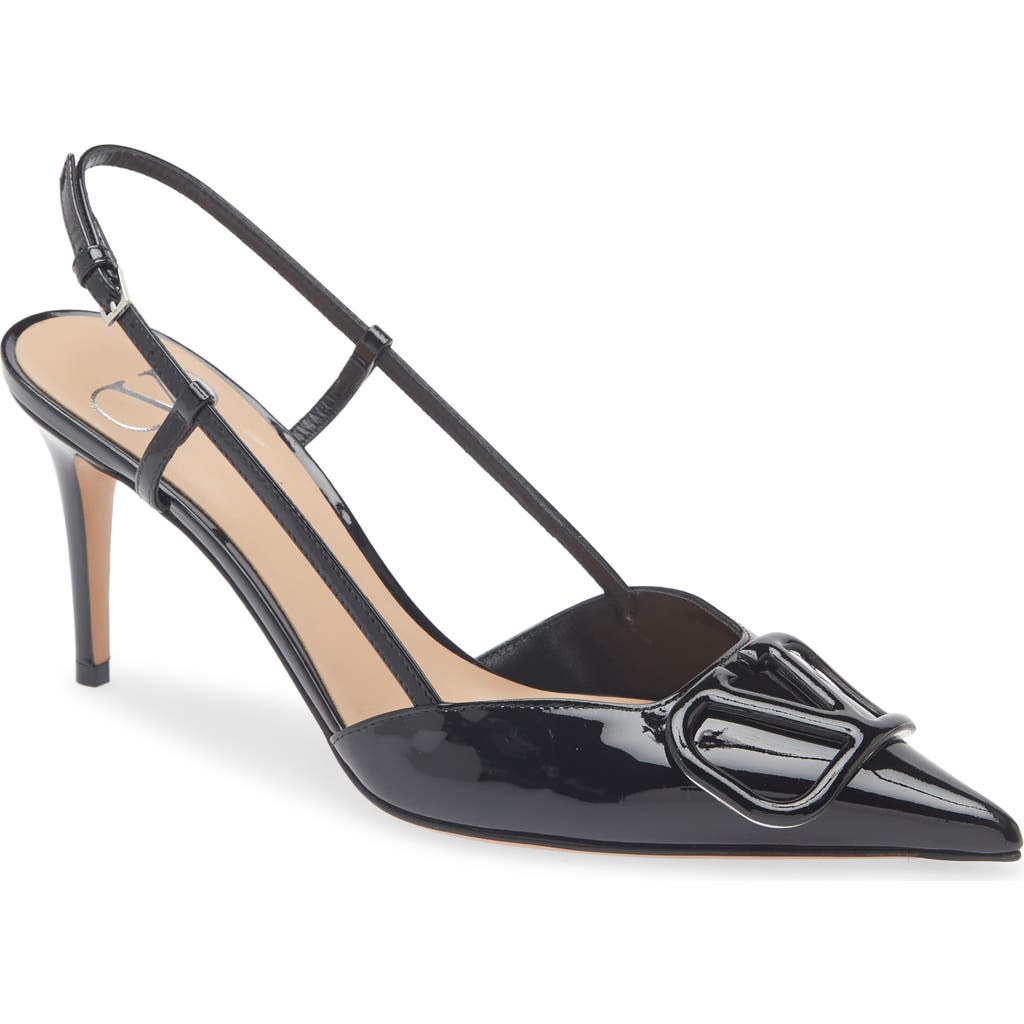 Valentino Garavani Vlogo Pointed Toe Slingback Pump In Black