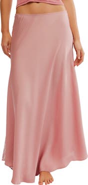 Free People Make You Mine Lace Inset Satin Maxi Slip Skirt